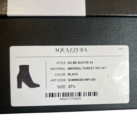 AQUAZZURA So Me Bootie sz 37.5 US 7.5 Imperial forest velvet black sock boot - Picture 6 of 11